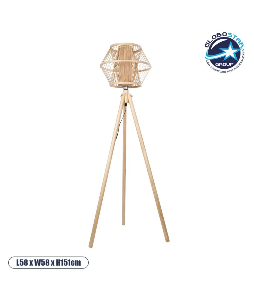 GLOBOSTAR® POPPY 01985 Boho Επιδαπέδιο Φωτιστικό με Ντουί 1 x E27 AC 220-240V IP20 - Μπεζ - Μ58 x Π58 x Υ151cm